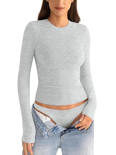EasyGala Womens Cotton Long Sleeve Shirts Crew Neck Fitted Basic Going Out Outfits Undershirt Spring Fall Clothes 2025 thumbnail 3