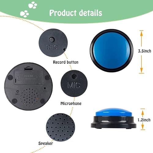 FINEST+ Voice Recording Button for Communication Pet Training Buzzer,30 Second Record&Playback Dog Toy,Voice Recording Clicker for Cat,Puppy,Pet Trainin,Funny Gift for Study Office Home 8Pcs thumbnail 4