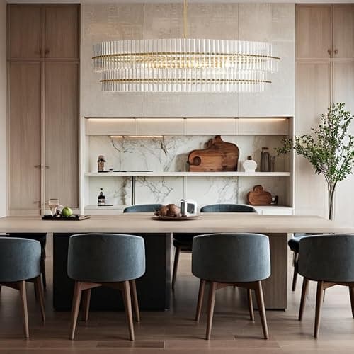 48" Crystal Fluted Glow Chandelier, Finial Details, Solid Crystal Craftsmanship, Fluted Modern Design, Bronze-Finished Iron Finials, Light, Bright, Airy Feel, Light Fixtures for Dining Room thumbnail 7