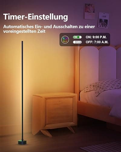 Miortior LED Stehlampe Wohnzimmer, RGB Ecklampe Dimmbar mit Fernbedienung und App-Steuerung, Musik Sync, 16 Millionen Farben, 68 Szenenmodi, Led Standleuchte für Wohnzimmer, Schlafzimmer, Spielzimmer thumbnail 8
