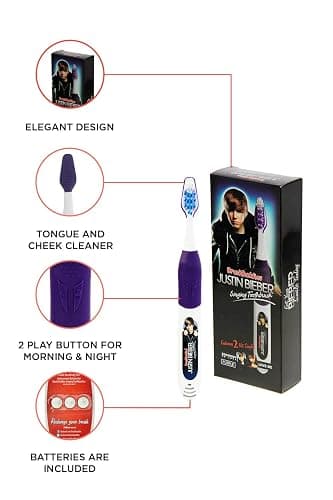 BB Designs Ltd Justin Bieber Brosse à dents chantante (Somebody to Love and Love Me) Violet thumbnail 2