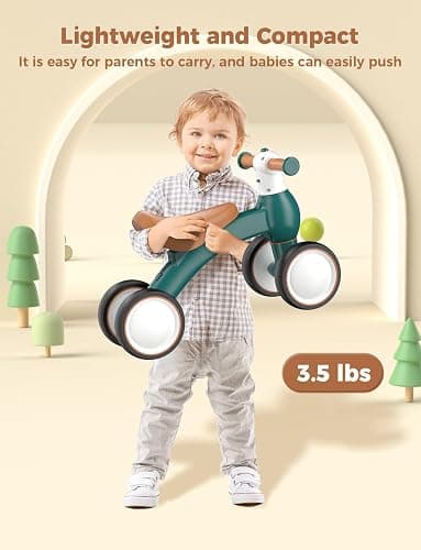 Baby Balance Bike 1 Year Old with Colour Lights, Toddler bike for Boys Girls 1st Birthday Gifts, Baby Bike Ride On Toys Age 10-24 Months, Baby Walker No Pedals 1-2 Year thumbnail 5