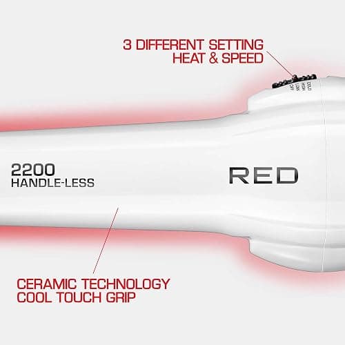 Red by KISS HandleLess Blow Dryer 2200W Ceramic Tourmaline White Color, 3 Heat Settings, Pik and Diffuser Included Comfortable Grip, Ionic for Frizz-Free Shine, Detangler & Straightening thumbnail 5