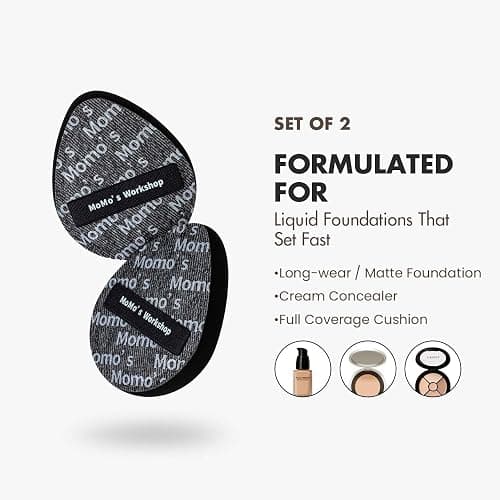 Black Denim Makeup Sponges,Blender Sponges for Foundation & Concealer, Non-Absorbent Rubycell, Large Beauty Sponge,Makeup on Details Targeted, Travel Friendly & Reusable,2pcs thumbnail 2