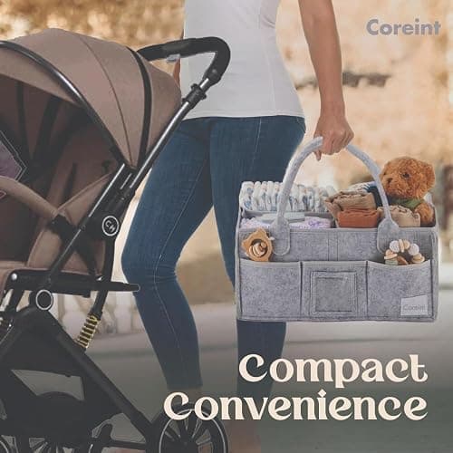 Coreint Nappy Caddy Organiser Large,Diaper Caddy,Unique Stylish Baby Shower Gifts For Mum Nursery Storage Basket - New Born Gift -,New born Essentials - Nursery Decor- Baby Accessories thumbnail 6