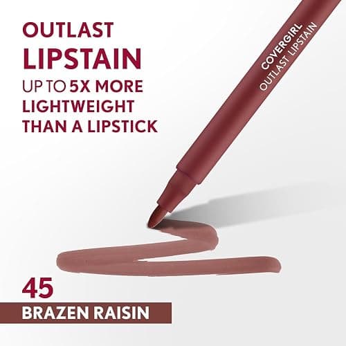 Covergirl Outlast Lipstain, 45 Brazen Raisin, Smooth Application, Precise Pen-Like Tip, Transfer-Proof, Satin Stained Finish, Vegan Formula, 0.06oz thumbnail 5