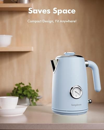 1L Small Electric Kettle - Stainless Steel, Portable Travel Mini Hot Water Boiler Heater, Auto Shut-Off, Boil-Dry Protection thumbnail 6