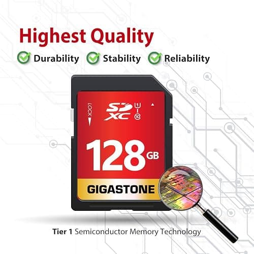 GIGASTONE 128GB SD Card 2-Pack UHS-I U1 Class 10 SDXC Memory Card High Speed Full HD Video Canon Digital Camera, Full Size SD Card thumbnail 7