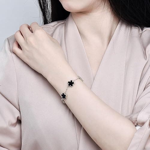 FLY FEI 18K Gold-Plated Four Leaf Clover Bracelet for Women,Adjustable lucky Bracelet Set Jewelry Gift-Hypoallergenic Charm for Birthdays, Wellness & Daily Wear thumbnail 2