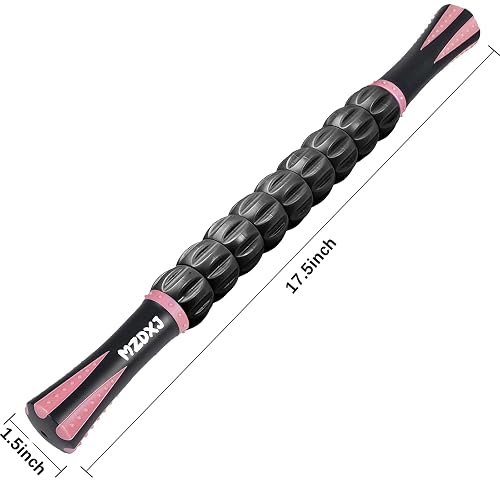 MZDXJ Muscle Roller Stick for Athletes - Deep Tissue Fascia Blaster & Roller Massager for Myofascial Pain Relief - Handheld Physical Therapy & Recovery Tool​(Pink black-18 inch) thumbnail 2
