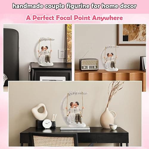 jinhuoba Romantic Wedding Couple Figurines, Hand Painted Loving Together Sculpture, Best Valentine Marriage Anniversary Weddings Engagement Gifts for Couple Wife Women Her thumbnail 4