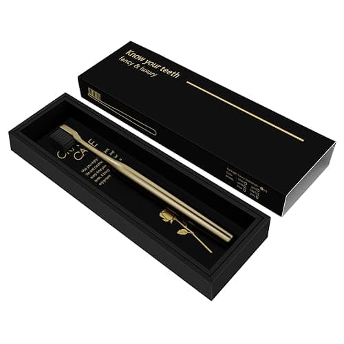 Z-VAPRESS Gold Color Toothbrush Soft Charcoal Bristles Travel Toothbrushes for Adults Luxury Gold Plated Toothbrushes Manual Toothbrush thumbnail 5
