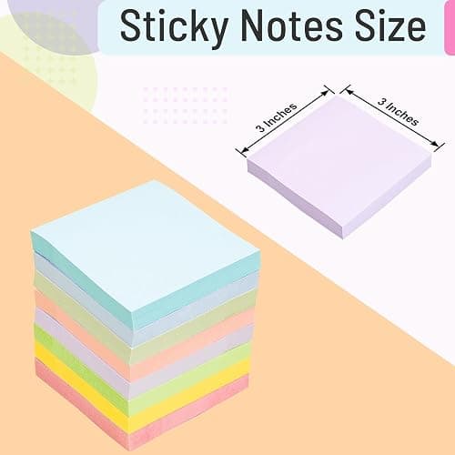 Sticky Notes 3x3 Inches, 8 Pads, 800 Sheets, 8 Color Sticky Note Pads, Premium Sticky Pads, Sticky Notes Bulk, Self-Stick Note Pads, 100 Sheets/pad thumbnail 2