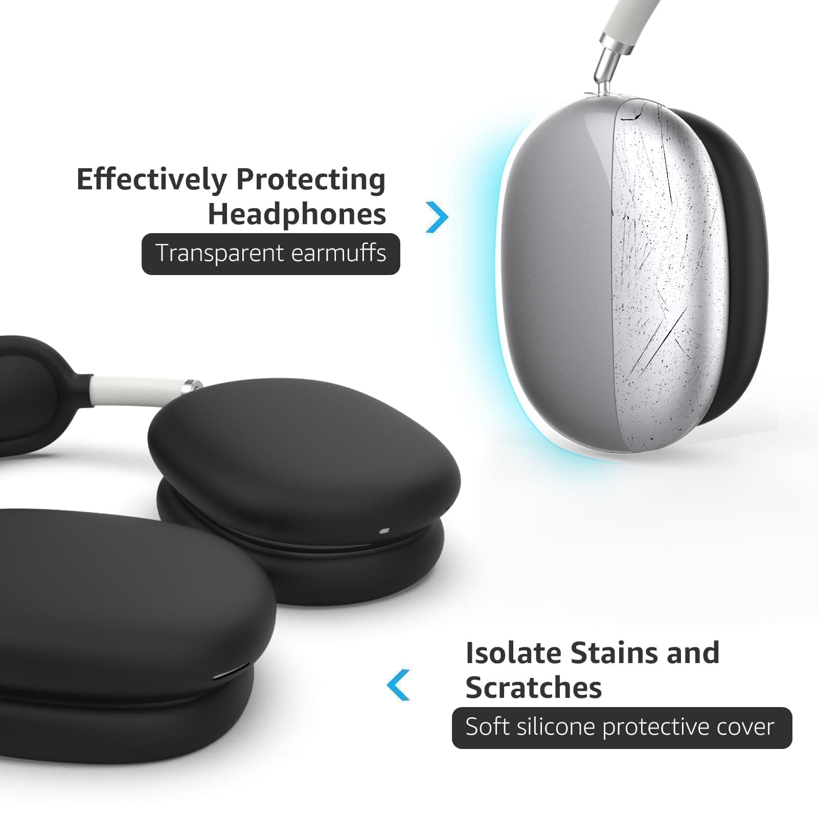 Silicone Case for AirPods Max (2024/2020), Clear Soft TPU Ear Cup, Ear Pad Protector, Headband Cover for AirPods Max (USB-C / Flash), Transparent Accessories for Apple, Midnight thumbnail 4