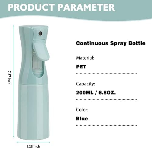 Zuhose Spray Bottle for Hair (6.8OZ /200ML) Continuous Ultra Fine Mist Sprayer for Hair, Salons, Barber, Plants, Skin Care, Cleaning 1 Pack BLUE thumbnail 2