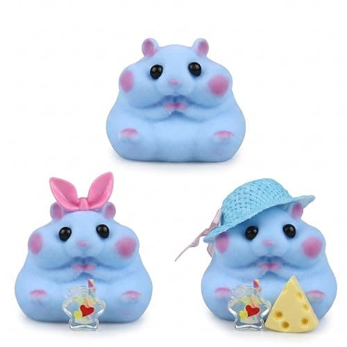 Handmade Taba Squishy Hamster Squeeze Toys, Soft Silicone Animal Squishies, Cute Squishy Hamster Fidget Toys for Kids & Adults, Sensory Anxiety Plushie for Stress Relief & Relaxation(Blue) - Image 1