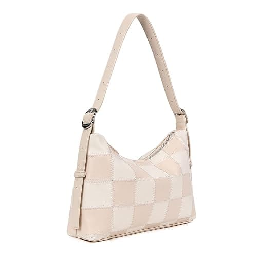 hibear Checkered Shoulder Bag for Women Classic Black and White Purse Trendy Crossbody Purse Leather Totes Hobo Handbag thumbnail 8