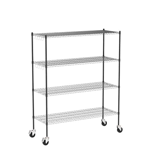 Wire Shelving with Wheels, 60x24x72 Inch, 2000 Lbs Storage Shelves Heavy Duty, Commercial-Grade Adjustable Utility Shelf, NSF-Certified Metal Storage Rack with Shelf Liners, 4-Tier, Matte Black - Matte Black - 4-Tier 60"x24"x72" thumbnail 6