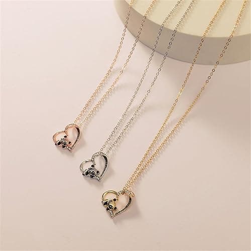 coadipress Panda Necklace for Women Lovers Cute Animal Heart Panda Pendant Necklace I Love You Forever Heart Necklace Birthday Personalized Jewelry Gifts thumbnail 5