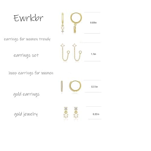 Gold Earrings for Women, 14k Gold Plated Dangle Huggie Earrings for Women Trendy Dainty Gold Hoop Earring Stacks Hypoallergenic Pearl Chain Drop Cartilage Earring Fashion Womens Jewelry thumbnail 6