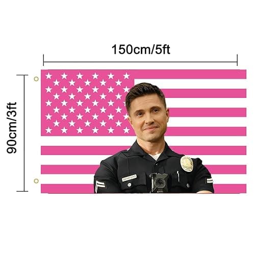 MAGJIUKE Tim Bradford American The Rookie Flag Wall Tapestry,Pink Eric Winter Wall Hanging Decor for Bedroom,3x5 Ft thumbnail 2