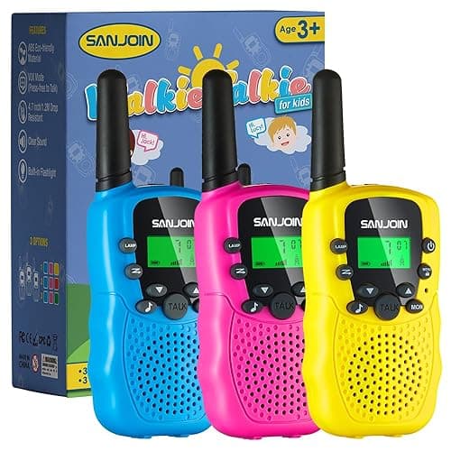 Walkie Talkies for Kids Toys for Boys Girls 4-6, 3 Miles Range Walkie Talkie to Camping, Outdoor 4 Year Old Girl Birthday Gifts for 3 4 5 6 7 Year Old Boy Girl Gifts Age 6-8 (Blue&Pink&Yellow, 3 Pack) - 3 Pack - Blue&Pink&Yellow - Image 1