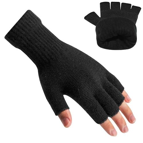 Rahhint Alpaca Wool Fingerless Gloves for Men Women Double-Layer Winter Gloves Warm Windproof Knitted for Typing Driving - Image 1