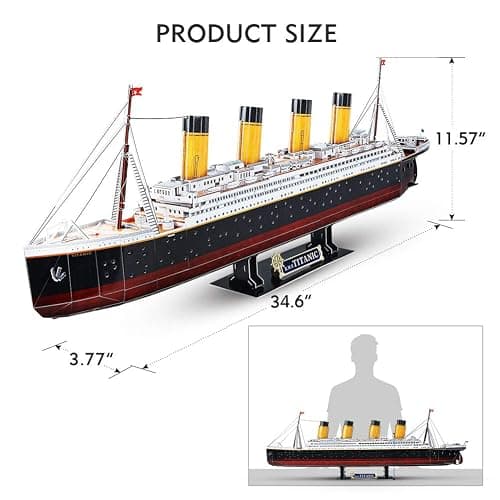CubicFun Titanic 3D LED Puzzles for Adults 88 CM 266 Pieces,Titanic Toys for Teens, Home Decor Birthday Gifts Adults thumbnail 3