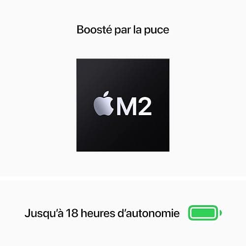 Apple MacBook Air Portable avec Puce M2 : écran Liquid Retina de 13,6 Pouces, 16 Go de RAM, 256 Go de Stockage SSD, Clavier rétroéclairé, caméra FaceTime HD 1080p ; Minuit thumbnail 3