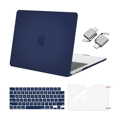 MOSISO Compatible with MacBook Air 13 inch Case 2025 2024 2023 2022 M4 A3240 M3 A3113 M2 A2681, Plastic Hard Shell&Keyboard Cover&Screen Film&Type C for MacBook Air 13.6 inch Case, Navy Blue - Image 1