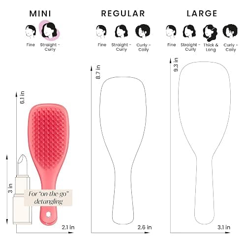 Tangle Teezer Ultimate Detangler Hairbrush, Eliminates Knots & Reduces Breakage, Mini Hair Brush for Travel, Small Hands & All Hair Types, Pink Punch thumbnail 7