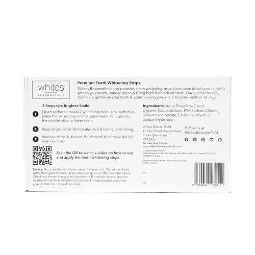 Whites Beaconsfield Teeth Whitening Strips, 28 Strips (14-Day Treatment) – Non-Peroxide Formula, Enamel-Safe, Brighten Teeth Fast, Removes Coffee, Wine, Smoke Stains, Safe for Sensitive Teeth thumbnail 7