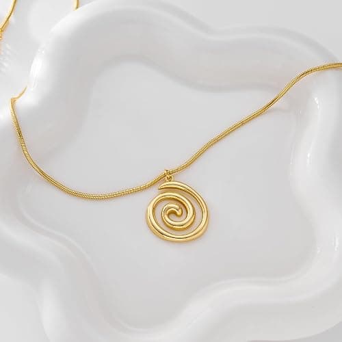 MIJENITI Gold Statement Necklaces for Women - Boho Beach Spiral Swirl Conch Pendants Necklaces, Trendy Statement Jewelry | Summer Beach Jewelry Gifts thumbnail 5