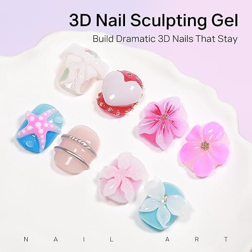 MIZHSE White 3D Gel Nail Art 30g Sculpting Gel Non-Sticky Molding Gels for Nails Solid U V LED Soak Off Gels Polish with Nail Art Pen Rub Chrome Powder Nail Design Home Manicure thumbnail 3