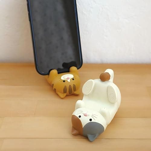 Eysinyge Resin Cat Figurine Phone Stand - Sturdy Design to Hold Smartphones Without Tipping, Cute Phone Holder Gift for Cat Lovers, Desk Decor Accessory 5.7 oz 3.3 x 2.3 x 2.0 in thumbnail 5