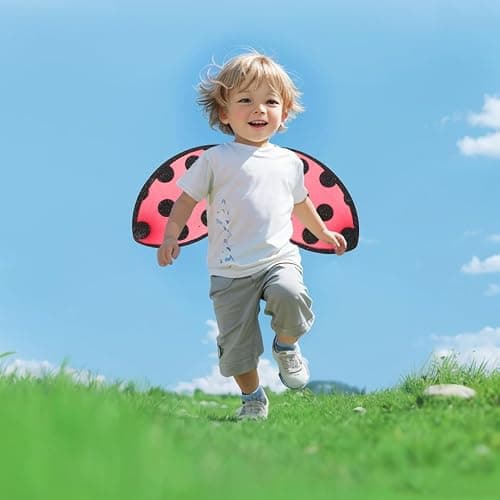 Abaodam Foldable Ladybug Wings for Kids Performance Mesh Cosplay Wing Red Costume Prop Portable Party Accessory for Girls Stage Play thumbnail 7
