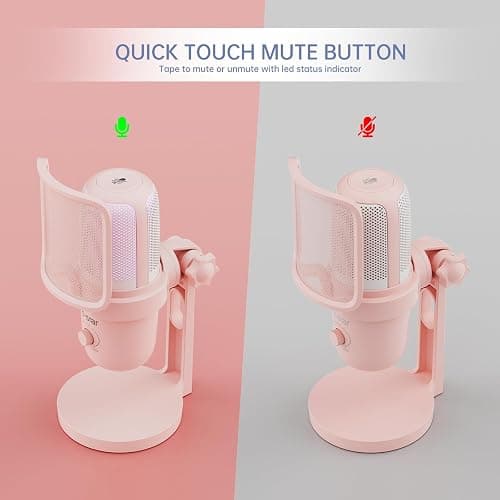 Ko-Star USB Microphone for PC,Computer Gaming Mic for PS4/ PS5/ Mac,Condenser Mic with Quick Mute,RGB Light,Pop Filter,Pick Up Sound from All Direction,Shock Mount for Recording (Salmon Pink) thumbnail 2