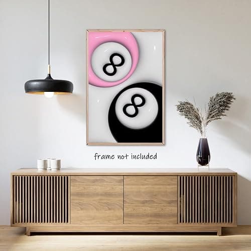 SFAOHPR Trendy 8 Ball Poster Pink and Black Preppy Print Y2K Room Decor Aesthetic Retro Wall Art Canvas Poster Bedroom living room Home Wall Decor Aesthetics Poster 12x16inch Unframed - MYUEDWW-F - 17.7L" x 13.8W" thumbnail 4