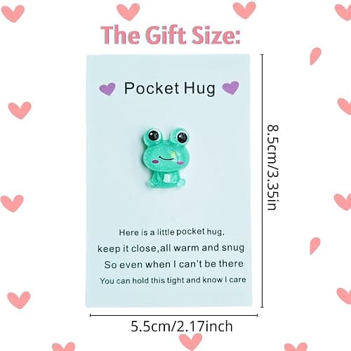 YOJO Pocket Hug Card, Frog Pocket Hug Token, Emotional Support, Pocket Hug with Greeting Cards, Pocket Hug Token, Christmas Anniversary Valentines Birthday Long Distance Gifts for Her Him thumbnail 3