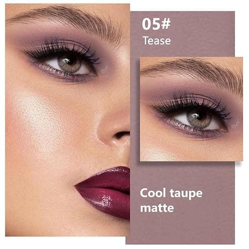 Kaely Taupe Single Eyeshadow Makeup, Blendable Neutral Powder Eye Shadow for Older Women, Lavender Plum Purple Mauve Matte Eyeshadow Palette for Green Eyes Pigmented Waterproof, sombras para ojos, 05 thumbnail 2