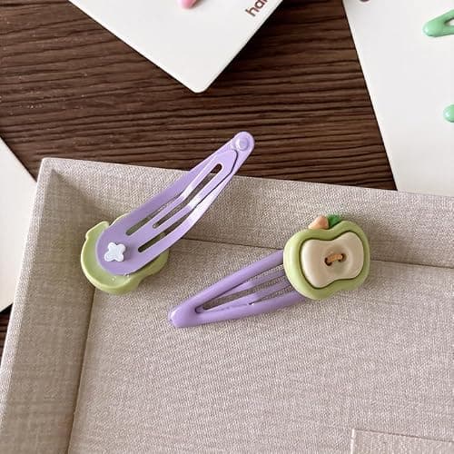 Apple Bow Clips Baby Girls Fruit Hair Pin Apple Hair Clips Baby Fruits Ribbon Bows BBG88 (Set-K) thumbnail 4