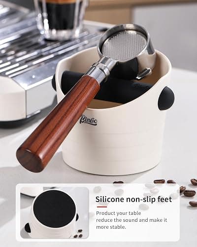 Bincoo Small Coffee Knock Box 4.5 Inch - Espresso Knock Box Accessories for Coffee Grounds Container - Multifunctional, Suitable for Home & Bar.(Off-white) thumbnail 4