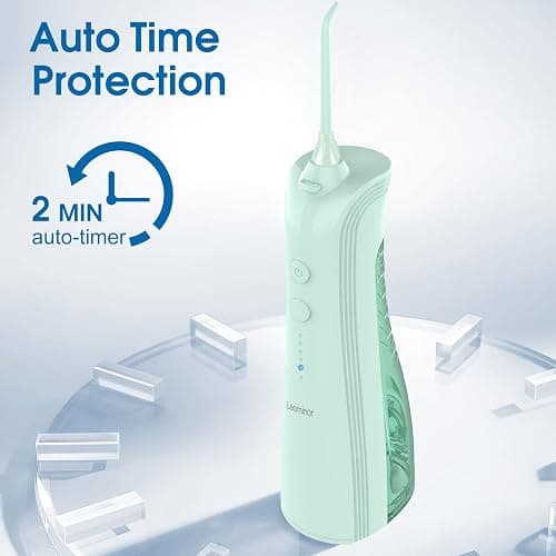 Leominor Water Flosser - 5 Modes Cordless Portable Oral Irrigator, IPX7 Waterproof, Rechargeable Teeth Cleaner Professional Flossing Cleaning Pick for Home Travel (Green) thumbnail 7