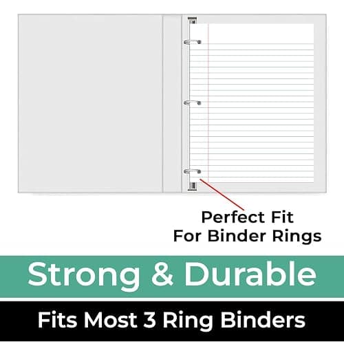 Rosmonde Loose Leaf Paper, 450 Sheets, 3 Pack, 56 gsm Wide Ruled Sheets, 8" x 10.5", Bulk Notebook Paper, 3 Hole Punched, 150 Sheets/Pack, Wide Ruled Paper for Binders, Loose Leaf Office Paper, White - Wide Ruled - 3 Pack (450 Sheets) thumbnail 6