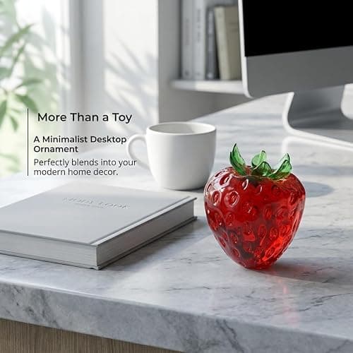 Soft Moldable Coconut Oil Strawberry Fidget Toy, Transparent TPR Squishy Sensory Toy for Adults Teens, Portable Desk Stress‑Relief Fruit Toy for Gifting and Daily Relaxation thumbnail 5