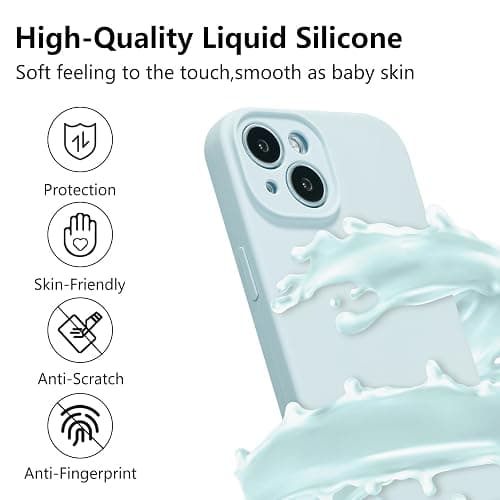 UCASONG for iPhone 13 Case Silicone,with [Full Camera Protection][Soft Anti-Scratch Microfiber Lining],Liquid Silicone Ultra Slim Shockproof Phone Case for Men Women Girls-Baby Blue thumbnail 2