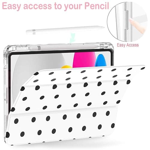 Feams Case for iPad (A16) 11th Generation 11 Inch 2025, iPad 10th Generation 10.9 Inch 2022, Slim Tri-Fold Stand Clear Back Cover with Pencil Holder & Auto Sleep, Polka Dot thumbnail 5