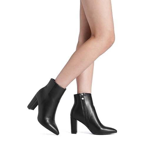 DREAM PAIRS Women's Chunky Heel Ankle Booties Pointed Toe Short Boots thumbnail 7