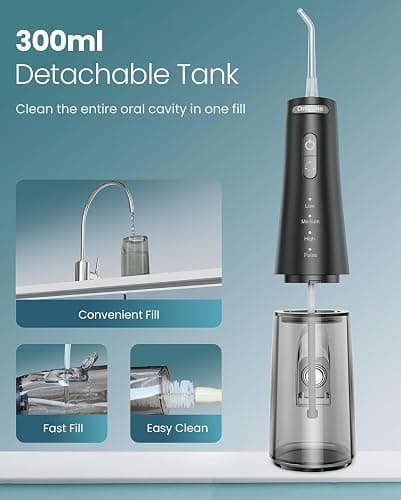 Onlyone Rechargeable Cordless Water Flosser with Adjustable Water Pressure for Daily Oral Care, Power Dental Flosser for Home and Travel Use, Portable Oral Irrigator for Sensitive Gums and Braces Care thumbnail 7