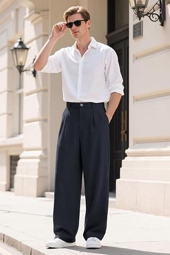 Heyfanee Mens Casual Pants Loose Fit Slacks for Men with Belt Loops thumbnail 4